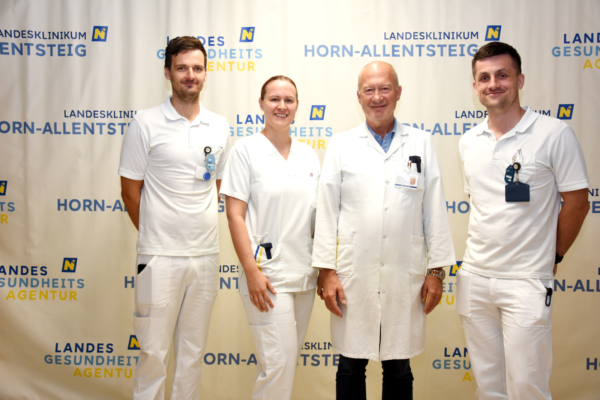 OA MUDr. David Machal (Radiologie), OÄ Dr. Patrizia Zach (Allgemein- und Viszeralchirurgie), Prim. Dr. Reinhold Klug, MBA FACS (Ärztlicher Direktor LK Horn-Allentsteig), OA MUDr. Radoslav Sonsky (Radiologie).